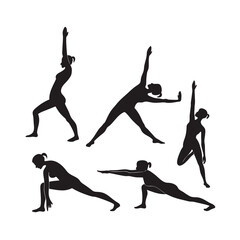 silhouettes of people doing yoga