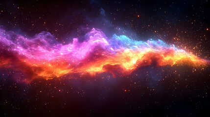 Fototapeta premium Vibrant cosmic nebula with swirling colors of pink, orange, and blue against a starry background