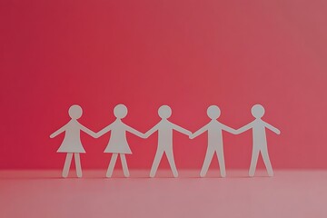 Paper People Holding Hands Unity Background