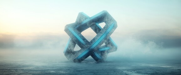 Fototapeta premium Abstract Concrete Structure in Misty Landscape