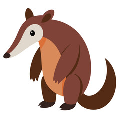 Fototapeta premium a cute cartoon anteater isolated on white background. A colorful illustration of an anteater facing left, with it's long snout and big ears vector illustration