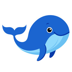 Obraz premium a cute blue whale cartoon illustration with big round eyes