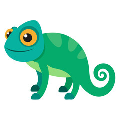 Naklejka premium a cute chameleon with bright green scales, vector illustration