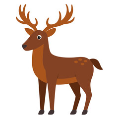 Fototapeta premium an illustrated deer with impressive antlers, showcasing its majestic form. The deer has a brown coat and spotted details