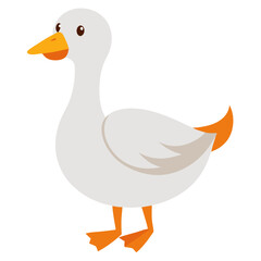 Obraz premium A cute cartoon goose with an orange beak, legs and a tail vector illustration