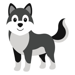 a cute wolf standing proudly, smiling charmingly vector illustration