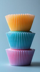 Colorful cupcake liners stacked vertically