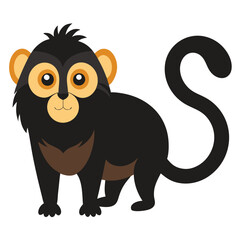 Obraz premium a charming cartoon image of a monkey with big eyes, adorable ears, and a smiling face. It is standing on its four legs with its tail curled