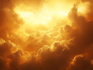 Bright sunlight breaks through stormy clouds in a dramatic celestial display