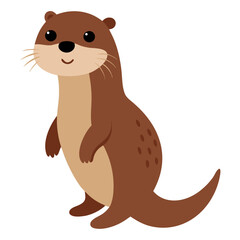 an adorable otter standing upright with a cute expression. The otter has brown fur and a friendly demeanor, perfectly captured in this cartoon image