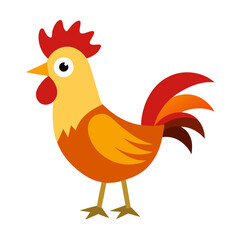 a cartoon rooster in vibrant colors standing proudly vector illustration