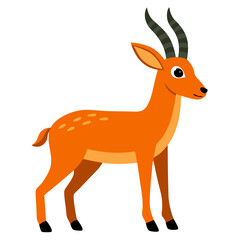 Fototapeta premium an illustration of a stylized orange antelope with long curved horns, standing with a proud and alert posture