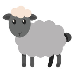 Obraz premium a cartoon illustration of a grey sheep standing. It features a fluffy wool coat and is depicted in a simplified, endearing style