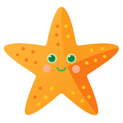 a cheerful starfish with a happy face smiling towards the viewer, this image is an illustration and is not a photo vector illustration