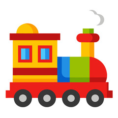 Naklejka premium a colorful toy train with a plume of smoke vector illustration