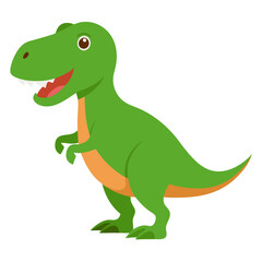 Naklejka premium a cute cartoon T-Rex character in a playful pose. The dinosaur is green with a friendly expression vector illustration