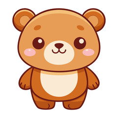 Obraz premium a cute cartoon bear with a charming expression and adorable features. The bear has a fluffy brown fur, rounded ears, and rosy cheeks, making it irresistibly cuddly vector illustration