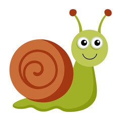 a cute cartoon snail illustration with smiling