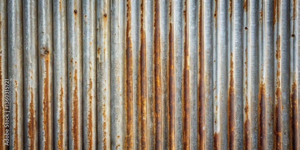 Aufkleber rustic corrugated metal texture weathered, oxidized, and showing the effects of time and the element