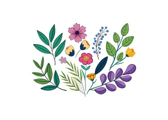 Colorful Floral Arrangement with Leaves