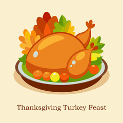 Vector illustration of a festive Thanksgiving turkey