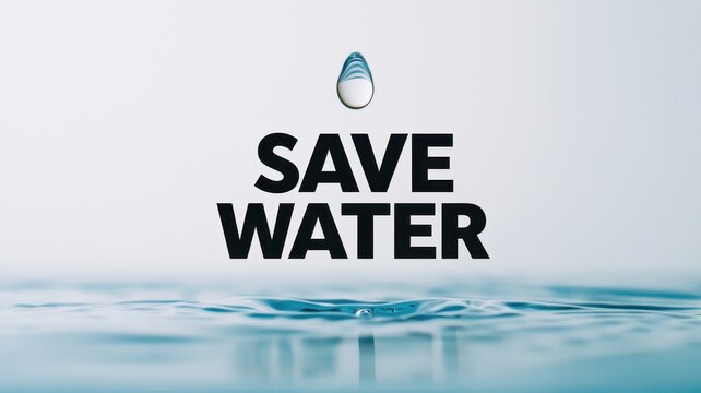World water day with conservation and supply idea. Save water message over a serene water background.