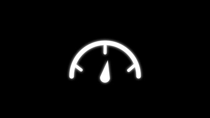 Animation of speedometer icon isolated on Blck background. Movement speed concept. 4K animation with alpha channel