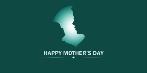 Silhouette of Mother and Child with Happy Mother's Day Greeting