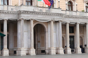 Fototapeta premium Piazza Colonna Building Facade with Columns in Rome, Italy
