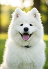 Samoyed Puppy Smiling with Fluffy White Fur &ndash; Happy Arctic Dog