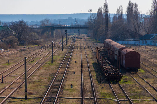 An abandoned train at the railway station