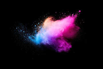 Colorful powder explosion with black bg.