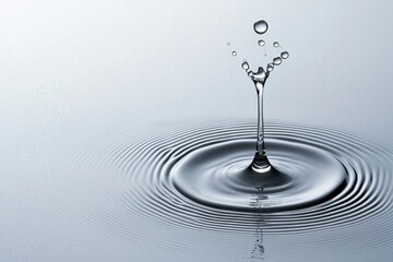 Water Droplet Impacting Surface Creating Concentric Ripples