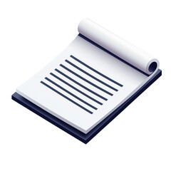 Notepad Paper Sheet Document Page Notes Report Write Memo List File Stationery Office School Study Writing Pad 3D Render PNG Isolated Transparent White Background Cut Out Object 4K HD Download