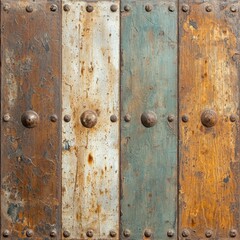 Weathered Multi Panel Surface with Metal Studs