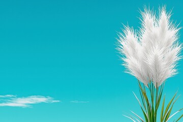White Pampas Grass Against Blue Sky