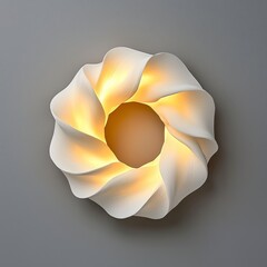 White Textured Circular Wall Lamp with Warm Inner Light