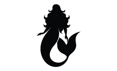 Mermaid swimming side view silhouette, Mermaid vector silhouette, Mermaid flat icon, Mermaid black Clip art 