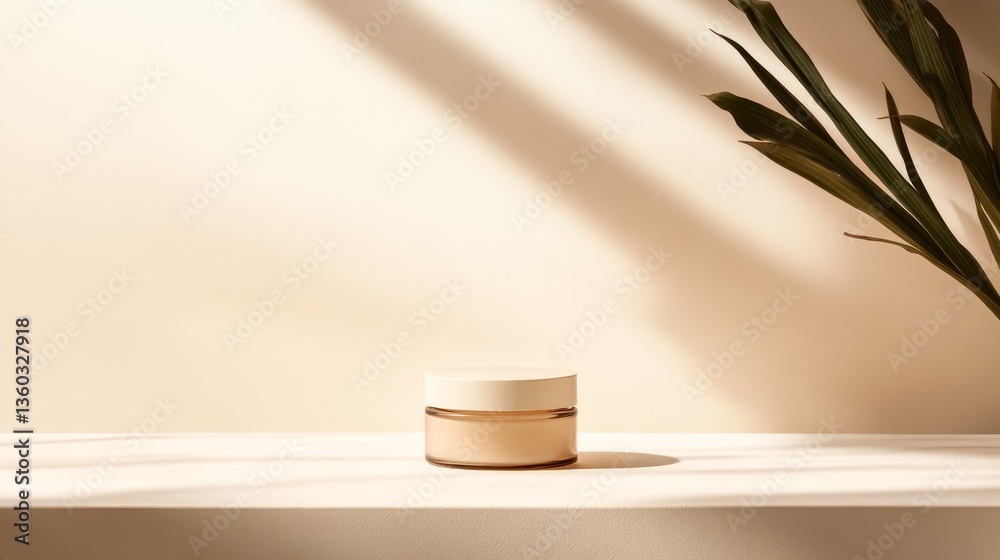 Aufkleber sleek porcelain jar with a translucent liquid rests on a clean surface, illuminated by natural light