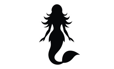 Mermaid swimming side view silhouette, Mermaid vector silhouette, Mermaid flat icon, Mermaid black Clip art 