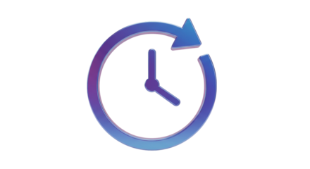 Isolated 3D Render of Clock with Circular Arrow for History