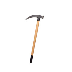 Wooden handle pickaxe on white background