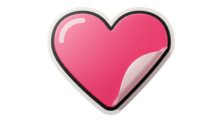 Isolated Pink Heart Sticker Partially Peeled Away