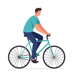 Obraz premium Man riding a bicycle carefully 