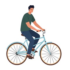 Fototapeta premium Man riding a bicycle carefully 