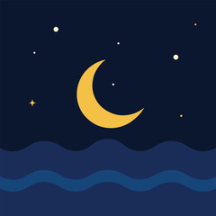 Naklejka premium A calm ocean under a starry night sky