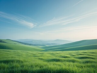 Obraz premium Endless Blue Sky and Green Pastures in a Serene Landscape