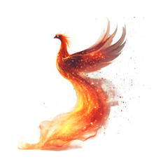A Digital Phoenix Formed From Particles Of Light Rising Isolated On Transparent Background Isolated on Transparent Background
