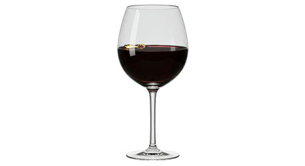Isolated Elegant Wine Glass Filled with Rich Red Wine, Side View