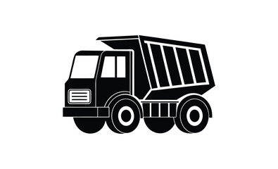 Dump truck vector silhouette, Dump truck silhouette vector isolated 